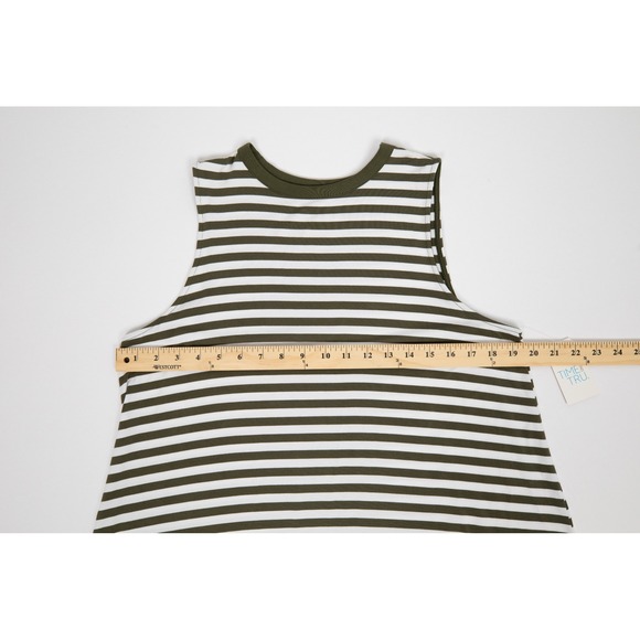 Time and Tru Olive Green Striped Tank Dress Sleeveless Casual Relaxed Fit Size L - Picture 8 of 9